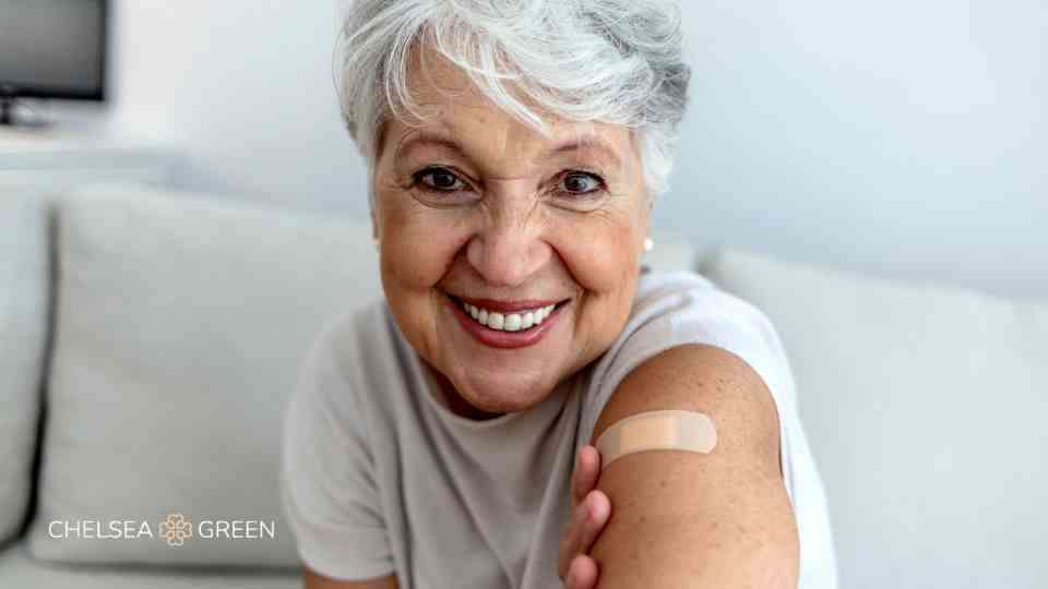 Woman getting vaccine