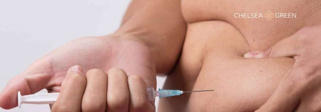 Injecting Mounjaro into stomach 