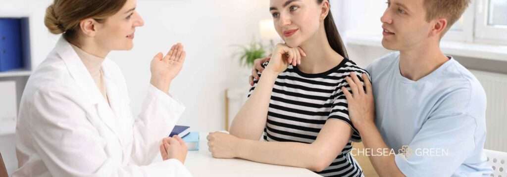 Fertility appointment with a couple for blood testing