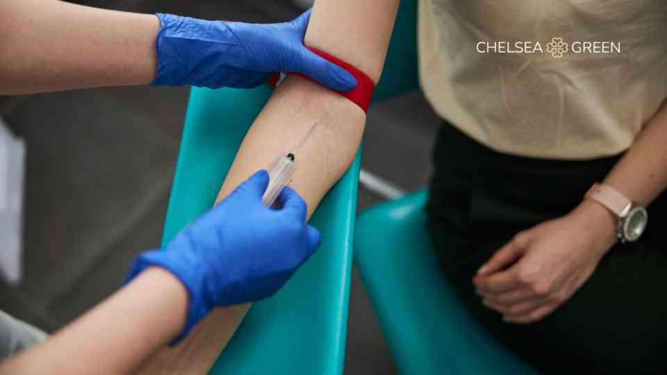 Woman getting a bone profile blood test
