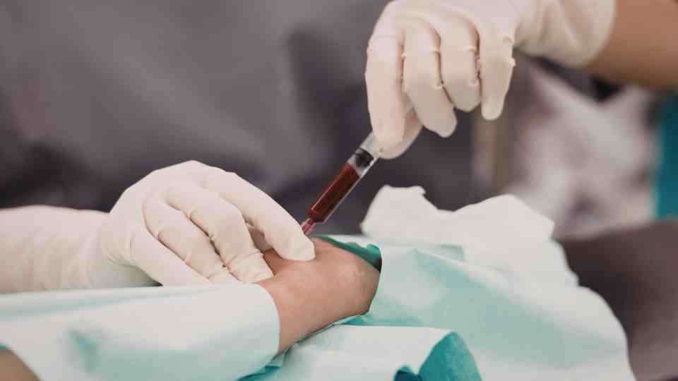 Blood being taken for a blood test