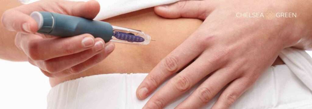 Weight loss injection being administered via stomach