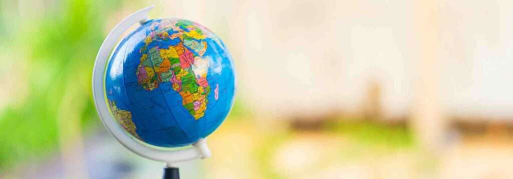 Globe showing countries to travel to