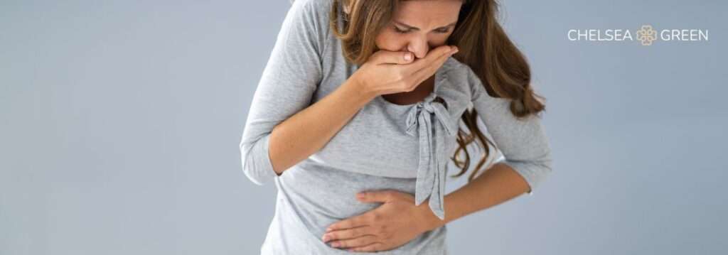 Woman experiencing nausea on weight loss injections